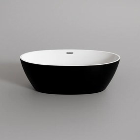 OVAL voľne stojaca vaňa, čierno-biela, 155x80x58 cm