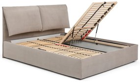 Čalúnená dvojlôžková posteľ taupe s úložným priestorom s roštom 180x200 cm Thessa Pillow – Bonami Selection