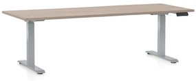 Výškovo nastaviteľný stôl OfficeTech D, 200 x 80 cm, sivá podnož, dub