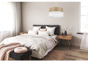 Závesné svietidlo Wood, 1x dýha zlatý dub/biele PVC tienidlo, (fi 35cm)