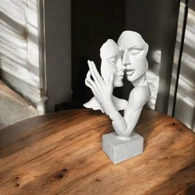 Dekorácia na stôl 29x9x17 cm, živica/biela