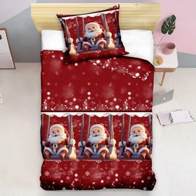Obliečky z mikrovlákna SANTA ON A SWING červené Rozmer obliečky: 70 x 80 cm | 140 x 200 cm