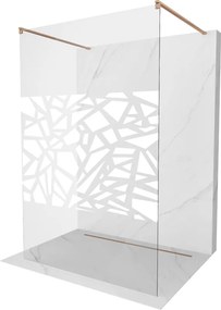 Mexen Kioto, sprchová zástena Walk-In 120 x 200 cm, 8mm číre sklo biely vzor, medený matný profil, 800-120-002-65-85