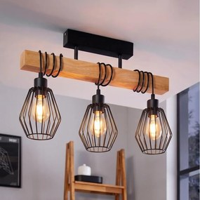 Eglo 780168 - Prisadený luster TABODI 3xE27/40W/230V borovica/čierna
