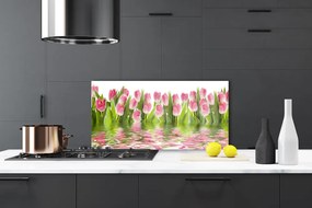 Sklenený obklad Do kuchyne Tulipány rastlina príroda 125x50 cm