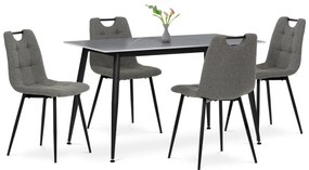 Jedálenský set s keramickou doskou a 4 stoličkami, sivá