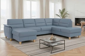 XXXLutz SEDACIA SÚPRAVA, textil, koža, sivomodrá Sit & More - Sedačky - 00014403325S