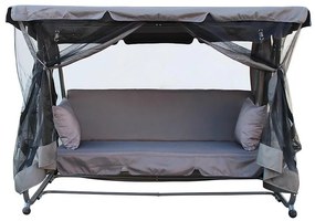 Záhradná hojdačka sivá rozkladací s moskytiérou