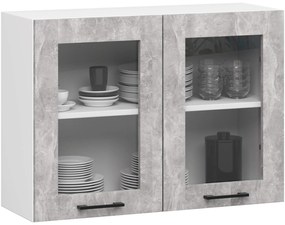Závěsná kuchyňská skříňka OLIVIE W 80x58 cm matná bílá/beton