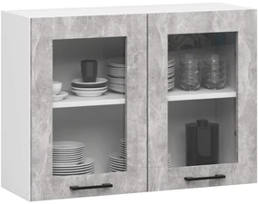 Závěsná kuchyňská skříňka OLIVIE W 80x58 cm matná bílá/beton