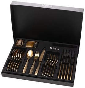 Príborový set 24 ks - Gaya All Satin zlatý - Chevron - 128499