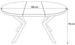Okrúhly rozkladací jedálensky stôl MARION 120-196cm tmavý betón Farba nôh: grafitová