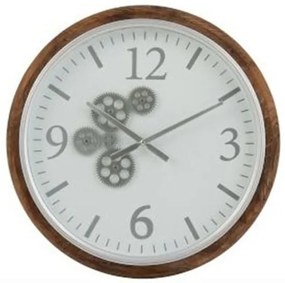 Nástenné hodiny s dreveným rámom a ozubenými kolieskami Laudine S - Ø 52 * 7 cm