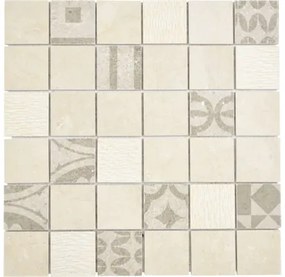 Keramická mozaika štvorcová mramor/keramika mix béžová