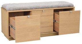 Skrinka na topánky v dekore duba s lavicou v šedo-prírodnej farbe Confetti – Rowico