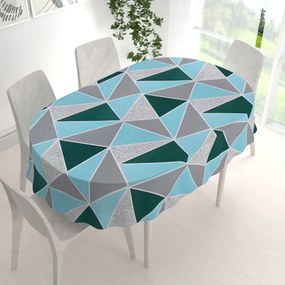 Biante Bavlnený oválny obrus Sandra SA-334 Modro-zelené trojuholníky 140x200 cm