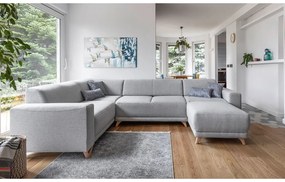 Svetlosivá rozkladacia/s úložným priestorom rohová pohovka (ľavý roh/do tvaru "U") Classy Sophie – Miuform