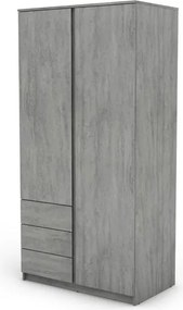 Šatníková skriňa Carlos, šedý beton, 100 cm