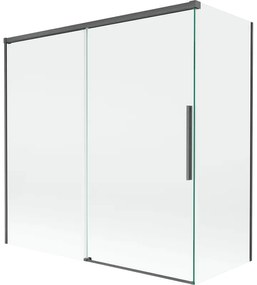 Mexen Rox, 2-krídlová posuvná vaňová zástena 160 + 70 x 150 cm, 8mm číre sklo, brúsený grafit profil, 8C9-160-070-66-00