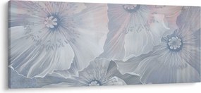 Obraz - Modré kvety na stene (120x50 cm)