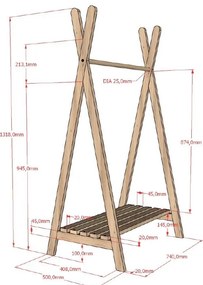 Detský vešiak z dubového dreva v prírodnej farbe 74x132 cm Forrest – Vipack