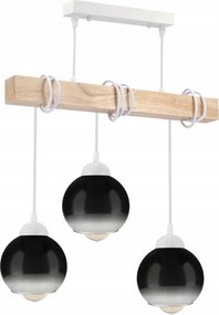 BERGE LED závesné stropné svietidlo, drevené, biele, 3xE27, dymovo šedé