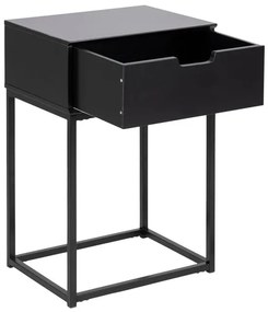 Nočný stolík IDEA so zásuvkou 40x30x62 cm čierny v dubovom dekore, kovová podnož