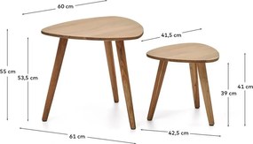 Odkladacie stolíky v súprave 2 ks z masívu akácie 60x61 cm Duvani – Kave Home