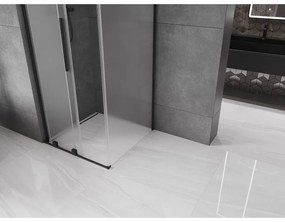 Mexen Velar L, sprchový kút s posuvnými dverami 100 x 100 cm, 8mm sklo námraza, čierna matná, 871-100-100-33-70