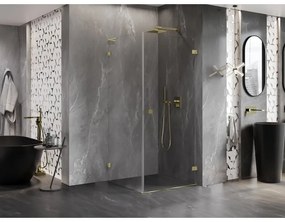 Mexen Lunar-B L výklopný sprchový kút pravý 70 x 70 cm, číre sklo, zlatá lesklá, 832L-070-070-50-00-P