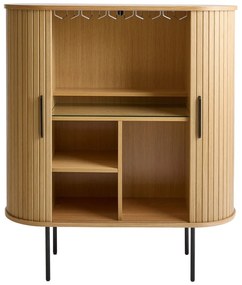 Vinotéka v dekore duba s posuvnými dverami v prírodnej farbe 100x118x40 cm Nola – Unique Furniture