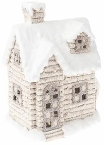 Vianočná dekorácia Zasnežený domček na čajovú sviečku, 25 x 36 x 18 cm
