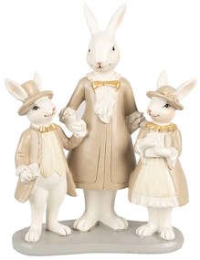 Dekorácia béžová králičia mamka s králikmi - 16*8*21 cm