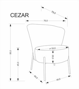 Čalouněné designové křeslo CEZAR šedé