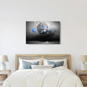 Obraz modrých abstraktných gulí (90x60 cm)