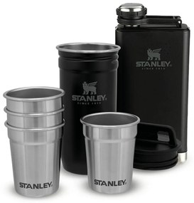 Čierna súprava ploskačky a štamperlíkov 6 ks z nehrdzavejúcej ocele 250 ml Adventure Black – Stanley