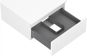 Mexen Rivel, kúpeľňová skrinka 50 cm s hornou časťou, 1 zásuvka, drážkovaná, biela matná, 91A20-05023-1-BFC01