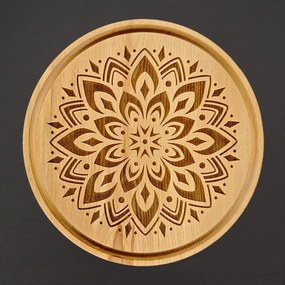 AMADEA Drevená servírovacia doska - podnos mandala, masívne drevo, 30 cm