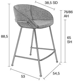 Sada 2 sivých barových stoličiek Zuiver Feston, výška sedu 65 cm