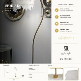 Stojacia lampa Semi Arc 170 cm biela/zlatá