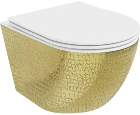 Mexen Lena, závesná toaletná misa 480x360x355 mm, biela - zlatý vzor, 30224008