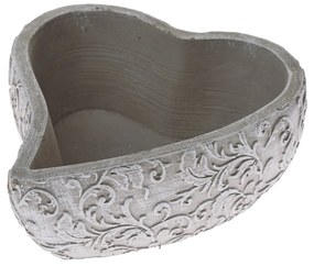 Betónový obal na kvetináč Lace heart sivá, 18 x 21 cm