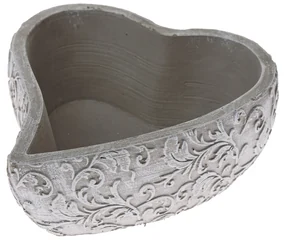 Betónový obal na kvetináč Lace heart sivá, 18 x 21 cm