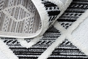 Koberec MAROC P662,  čierno-biely, vzor diamant,Marocký Shaggy