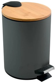 Tmavosivý nášľapný oceľový odpadkový kôš 5 l Adonis – Spirella