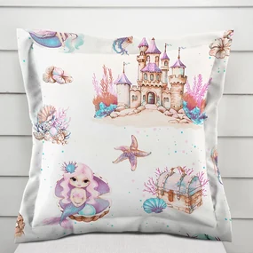 Biante Detská bavlnená obliečka na vankúš s lemom Sandra SA-567 Morské víly a kráľovstvo na bielom 60 x 60 cm