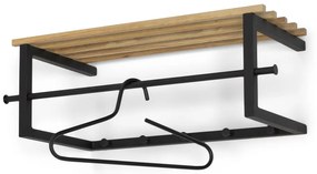 Čierny/v prírodnej farbe kovový nástenný vešiak s poličkou 76 cm Marco – Spinder Design
