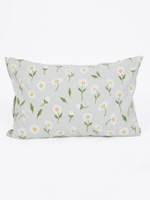 Bavlnená obliečka na vankúš Renforcé 40 × 60 cm - Sedmokrásky sivozelené