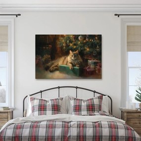 Obraz vianočne ladená mačka pri stromčeku