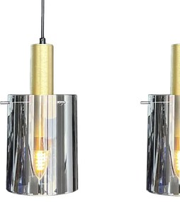 Luster na lanku ARCADIA 3xE27/60W/230V zlatá/dymová